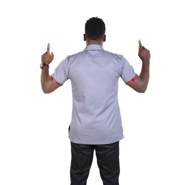 Safari Adventure - African Shirt -AshGrey with collar and button down design